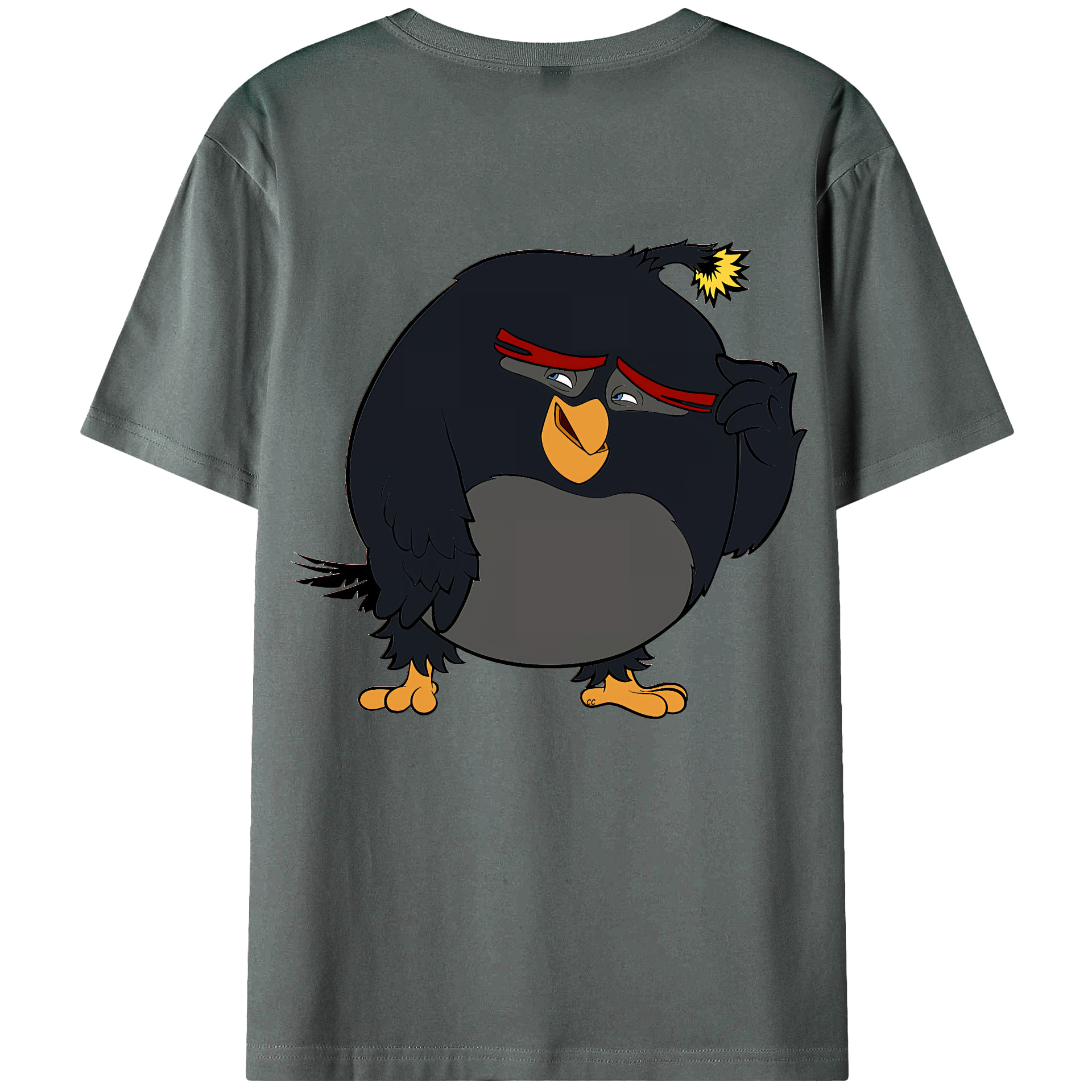 （画像用） Angry Birds アングリーバード 綿100％ メンズ半袖Tシャツ（バックプリント） 通気性